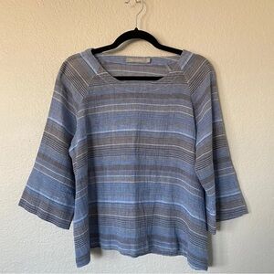 Two Danes Cotton Multicolored Striped 3/4 Sleeve Blouse